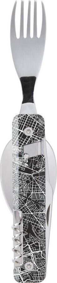 Akinod Bestekset Opvouwbaar 10 X 3 6 X 4 1 Cm Rvs Zwart zilver