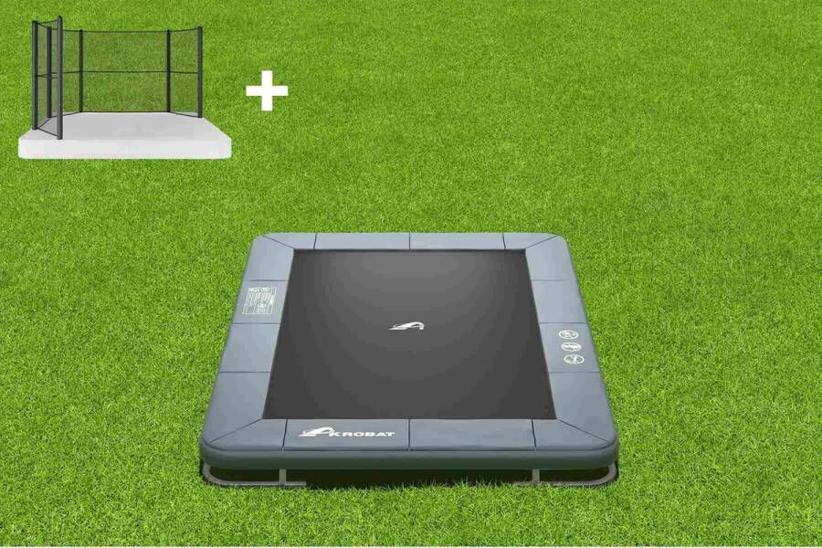12SPRINGS Akrobat Orbit Inground Trampoline 335x244 Antraciet incl. corner veiligheidsnet