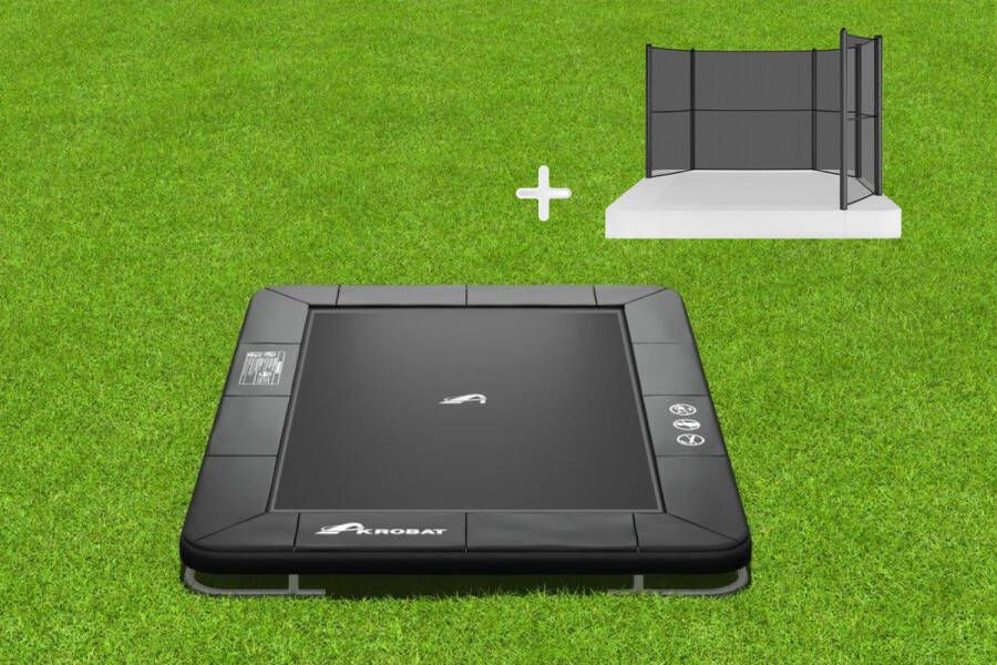 Akrobat Orbit Inground Trampoline 335x244 Zwart Zwart incl. corner veiligheidsnet