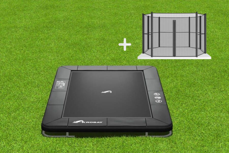 Akrobat Orbit Inground Trampoline 335x244 Zwart Zwart incl. veiligheidsnet