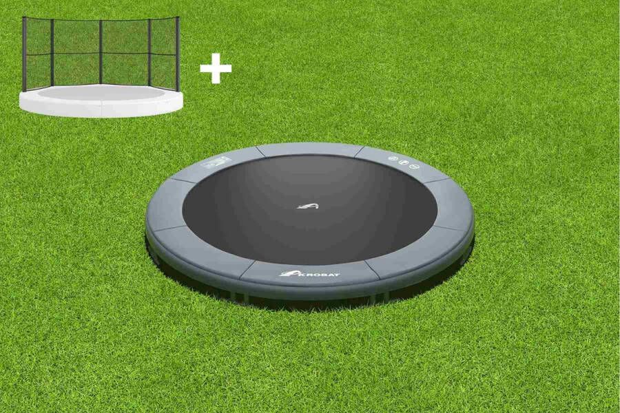 12SPRINGS Akrobat Orbit Inground Trampoline 430 Antraciet incl. half veiligheidsnet