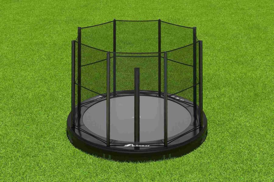 12SPRINGS Akrobat Primus Inground Trampoline 430 Zwart incl. veiligheidsnet