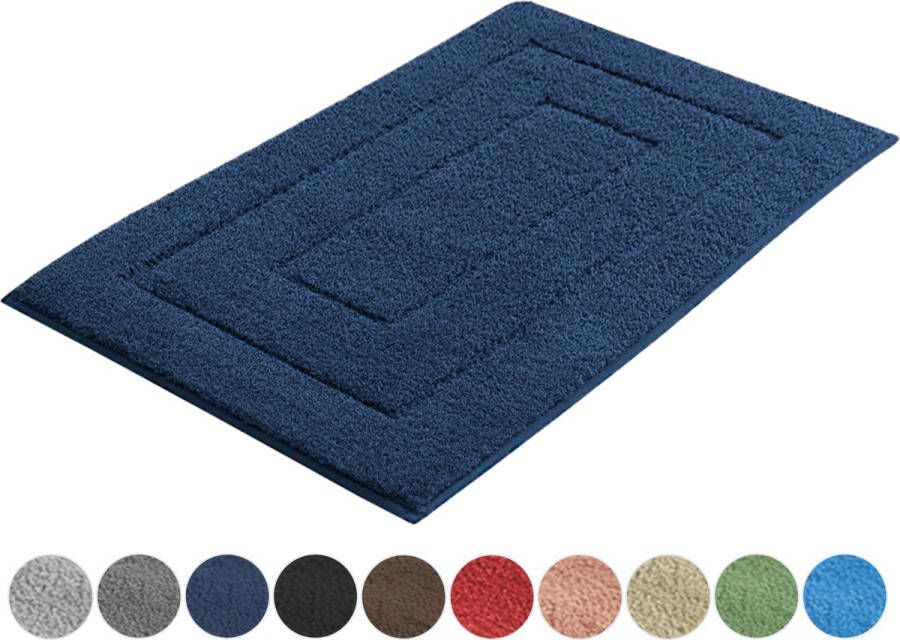 AKSA Home Badmat 50 x 80 cm Water Absorberend Badmatten Vloermat Douchemat WC Mat Badmat Antislip Donkerblauw