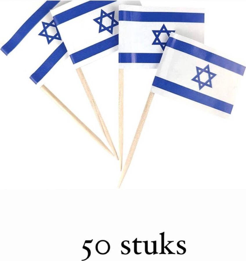 Akyol 50 x cocktailprikkers Israëlische vlag cocktailprikkers vlag -Israël cocktailprikkers- israël land prikker -Israëlische cocktailprikkers party prikkers 50 stuks – Israëlische verjaardag – Israël Prikkers–feestpr