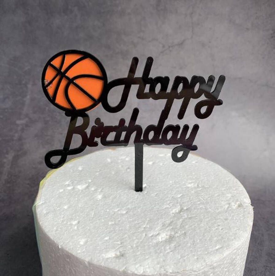 Akyol Basketbal Happy Birthday taart prikker Verjaardagstaart prikker Zwart