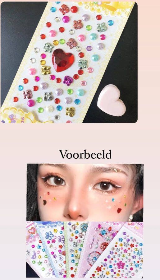 Akyol gekleurde Gezichtsjuwelen – gezichtsteentjes gezichtglitters– diamantjes – carnaval- diamantjes- diamantjes voor gezicht bohemian feest bohemian – festival – gezichtsdecoratie – feest – decoratie sticker stickervel -gl