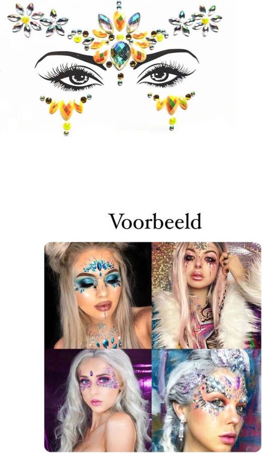 Akyol Gouden Gezichtsjuwelen – gezichtsteentjes gezichtglitters– diamantjes – carnaval- diamantjes- diamantjes voor gezicht bohemian feest bohemian – festival – gezichtsdecoratie – feest – decoratie sticker stickervel -glitt