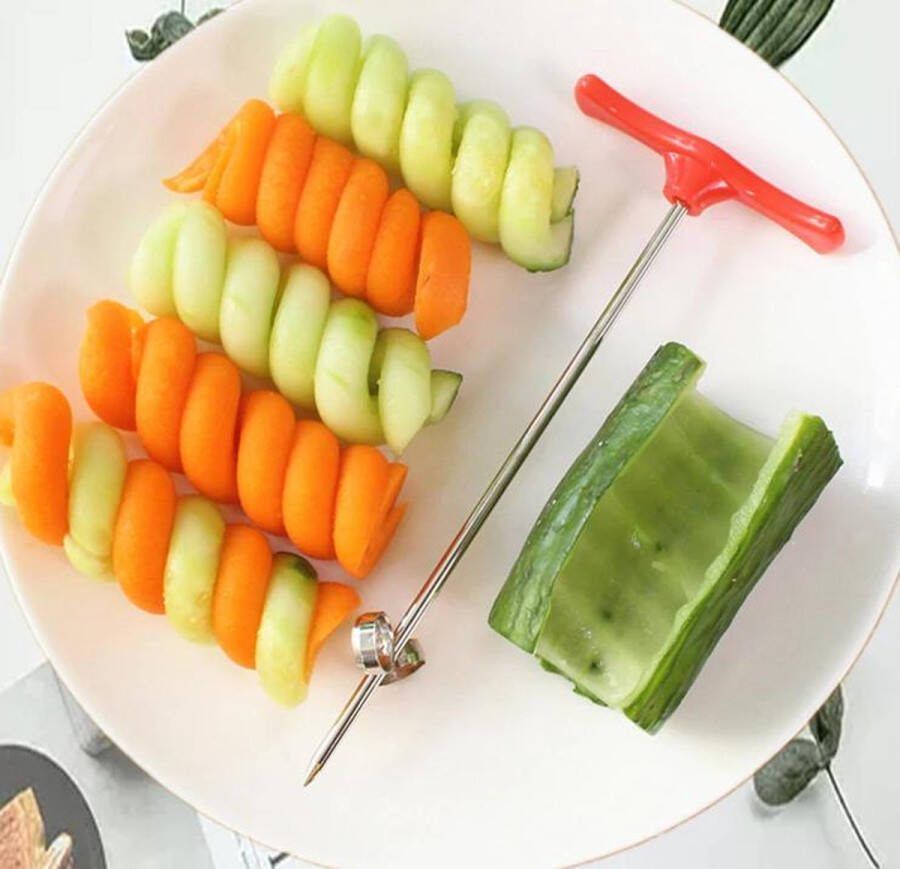 Akyol Groenten snijder Spiralizer vegetables Spiraal snijder Groenteboor Groentesnijder spiraal Komkommer spiralen Wortel spiralen 16 cm