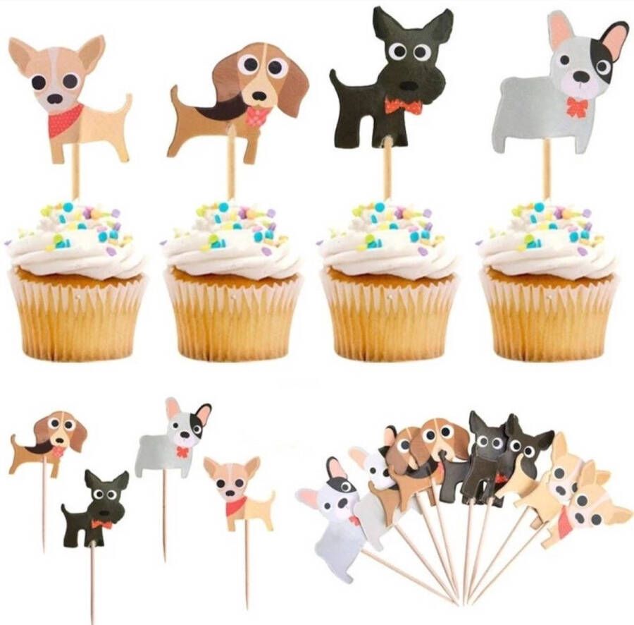 Akyol Honden prikkers cocktailprikkers -verjaardag prikker -cup cake prikker Hond Dieren- 12 stuks cake taart -verjaardag cup cake topper Verschillende honden -cocktail prikker -cocktailprikker hond – dier -verjaardag topper – dieren ve