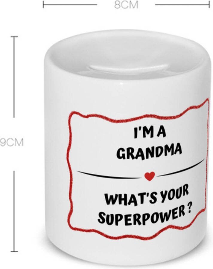 Akyol i'm a grandma what's your superpower? Spaarpot Oma met superkracht verjaardag cadeautje voor oma artikelen kado geschenk 350 ML inhoud