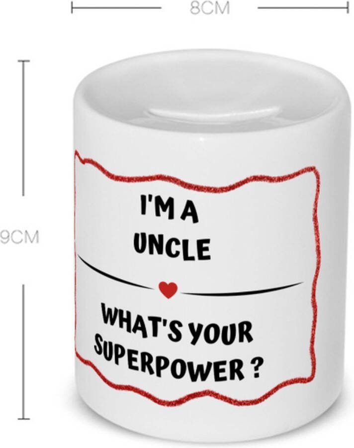 Akyol i'm a uncle what's your superpower? Spaarpot Oom super oom verjaardag cadeautje voor oom artikelen kado geschenk 350 ML inhoud