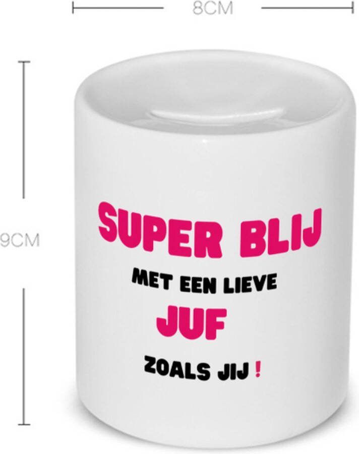 Akyol super blij met een lieve juf zoals jij Spaarpot Juf leraressen verjaardag cadeautje voor juf artikelen kado geschenk collega's 350 ML inhoud