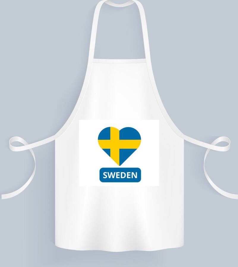 Akyol sweden vlag hartje Keukenschort Zweden reizigers toerist verjaardagscadeau souvenir vakantie 82 bij 71 cm