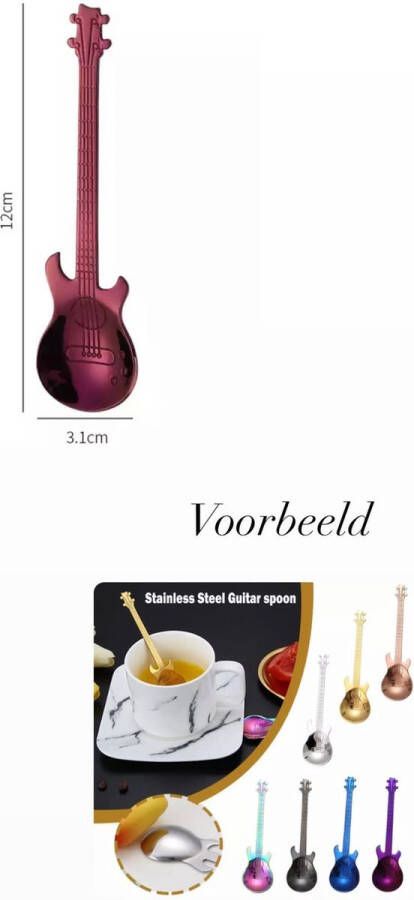 Akyol Theelepeltje Gitaar RVS Koffielepel Thee en Koffie Lepel Bordeaux rood- lepel gitaar rock gitaar koffie lepel theelepel