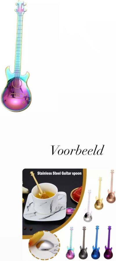 Akyol Theelepeltje Gitaar RVS Koffielepel Thee en Koffie Lepel regenboog kleur- lepel gitaar rock gitaar koffie lepel theelepel