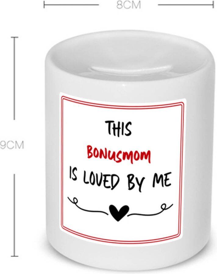 Akyol this bonusmom is loved by me Spaarpot Mama iemand die houdt van zijn bonusmoeder moeder cadeautjes moederdag verjaardag geschenk kado 350 ML inhoud