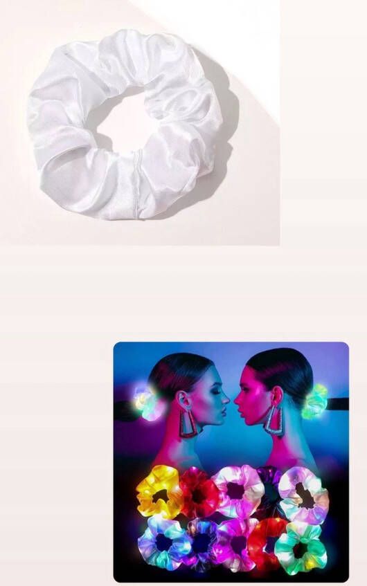 Akyol witte scrunchie lichtgevende scrunchies festival tomorrowland festival haarband scrunchie met led lichtjes bohemian festival bohemian lichtgevende haar elastiek- Wit haar elastiek-Haaraccessoires Wit accessoire