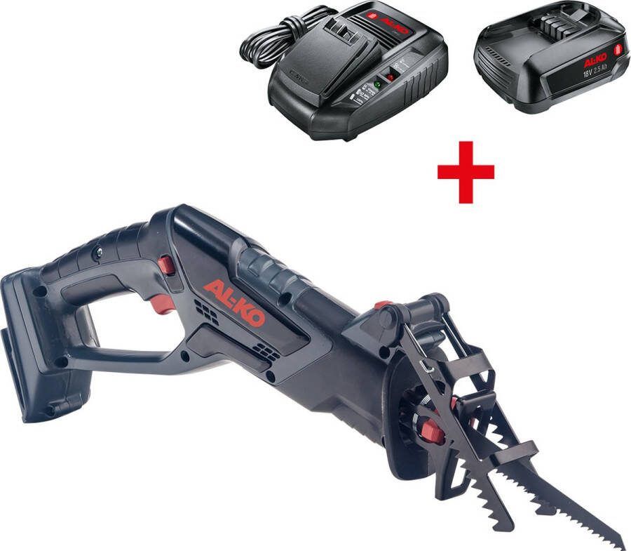 AL-Ko PS 1815 kit (set met batterij en lader) 18V Accu Reciprozaag Compatibel met Bosch 18V