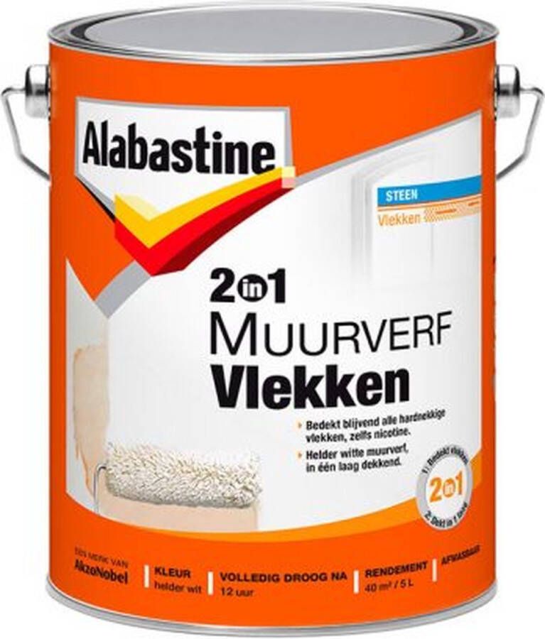 Alabastine 2 in 1 Muurverf Vlekken Wit 5 liter