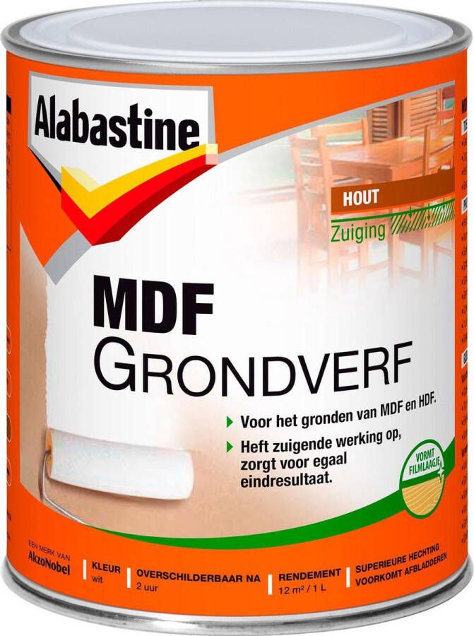 Alabastine Grondverf Mdf 2-in-1 Wit 1l