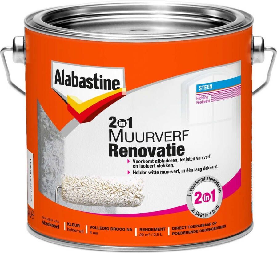 Alabastine Muurverf Alles-in-1 wit 2 5 liter