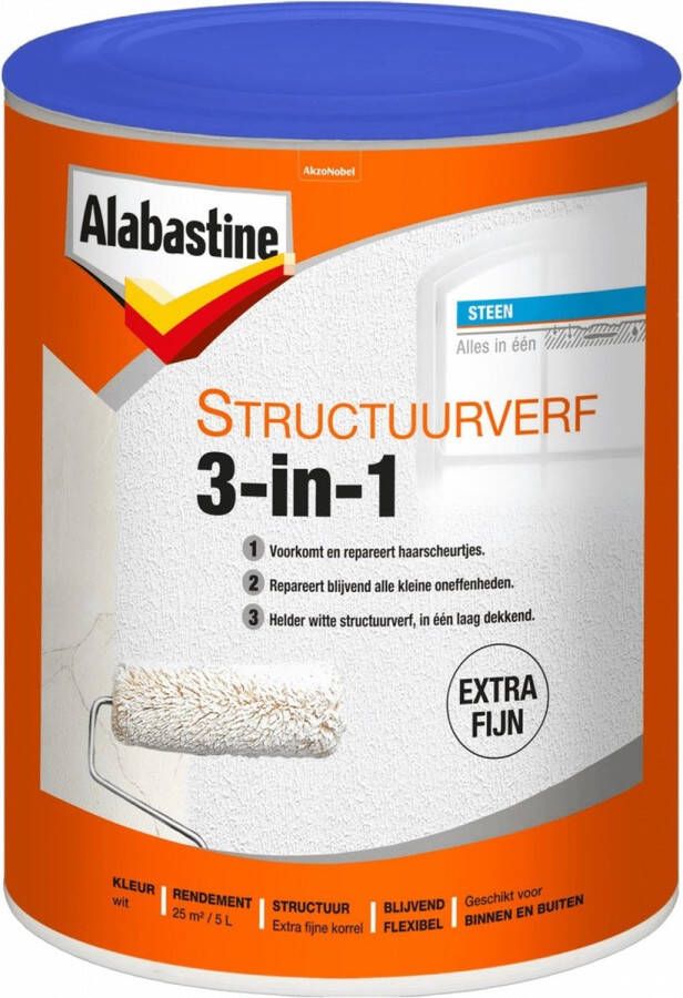 Alabastine Structuurverf 3in1 Wit 5l