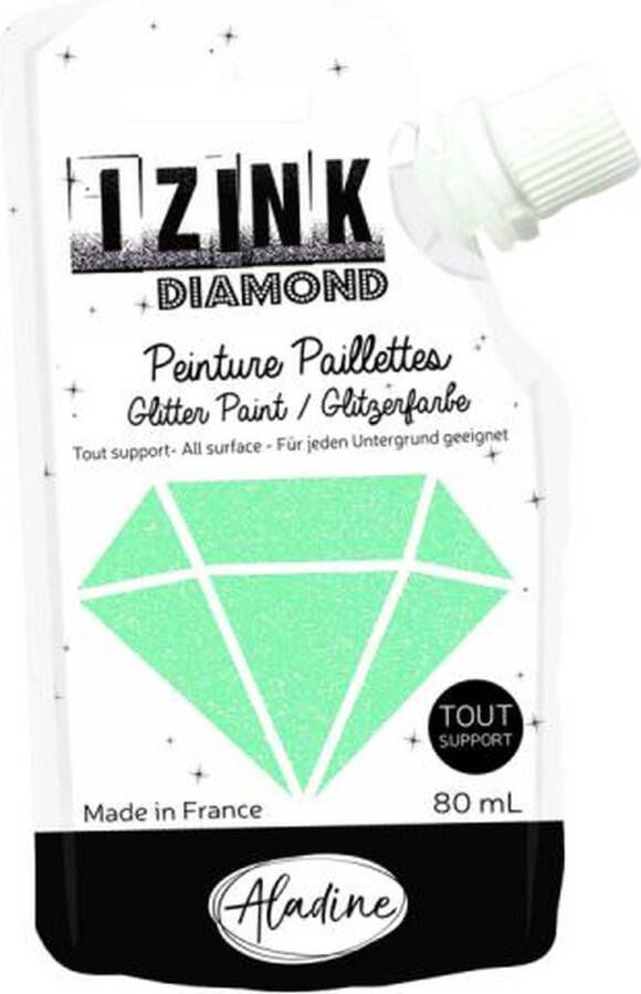 Aladine IZINK Diamond glitterverf pasta 80 ml lichtgroen