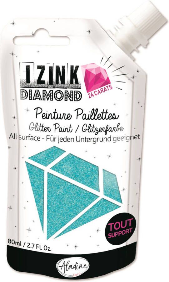 Alladine IZINK Diamond glitterverf pasta 24 karaat- 80 ml lichtblauw