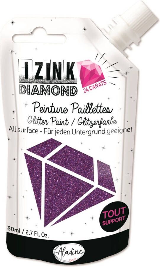 Alladine IZINK Diamond glitterverf pasta 24 karaat- 80 ml paars
