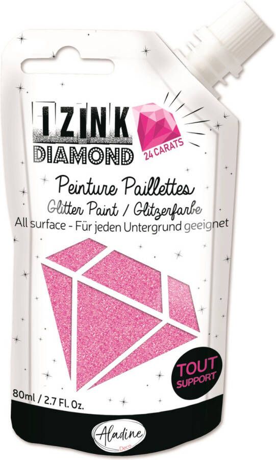 Alladine IZINK Diamond glitterverf pasta 24 karaat- 80 ml roze