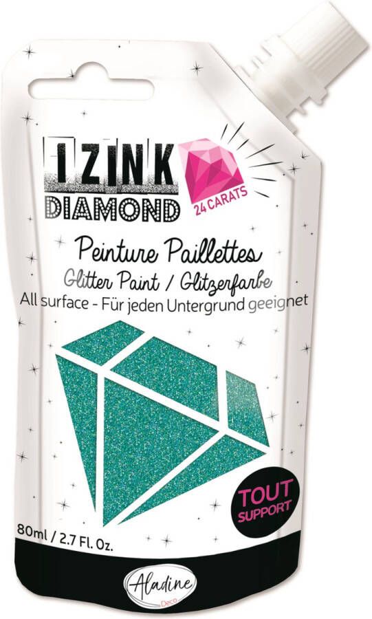 Alladine IZINK Diamond glitterverf pasta 24 karaat- 80 ml turquoise
