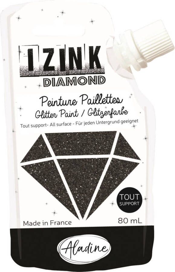 Alladine IZINK Diamond glitterverf pasta 80 ml zwart