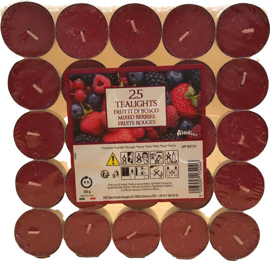 Aladino 100 Theelichten Mixed Berries Rode Vruchten Italy