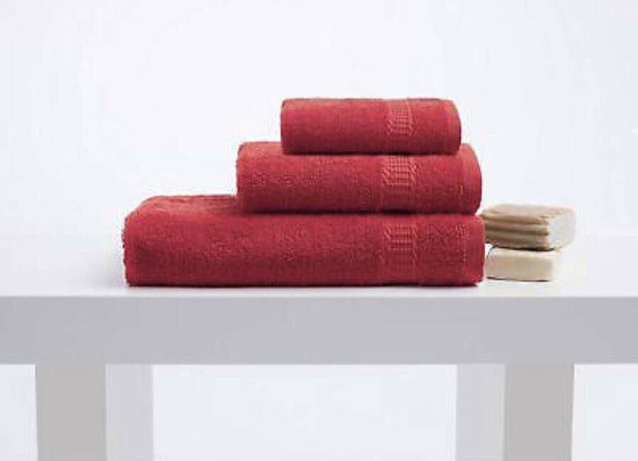 ALANIA Rood Badhanddoeken Set 4* ( 50 x 90 cm 30 x 90 2(30 x 50 cm)) 100% puur katoen (1x Badhanddoek 1x Sporthanddoek 2 Handdoek)