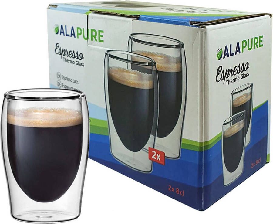 Alapure Espresso Thermoglazen geschikt voor Dubbelwandige Espresso Thermoglazen van ALA-GLS11