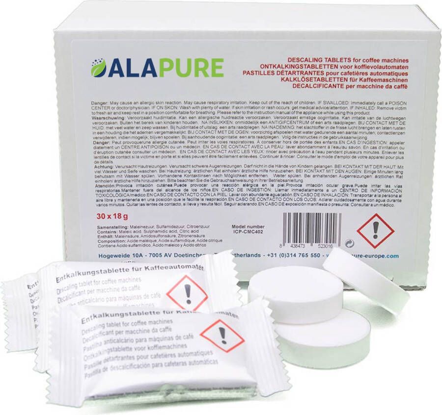 Universele Ontkalkingstabletten 18 gram van Alapure ALA-CMC402 30 stuks