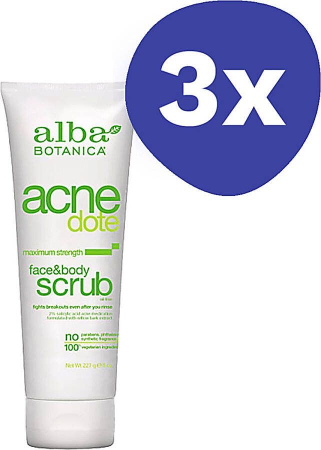 Alba Botanica Acnedote Face & Body Scrub (3x 227g)