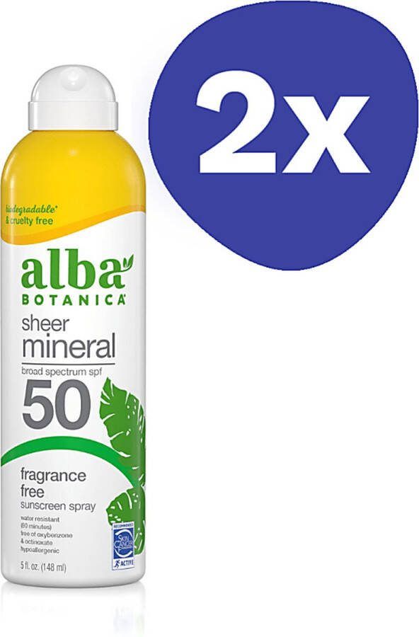 Alba Botanica Minerale Zonnebrand Spray SPF50 (2x 148ml)