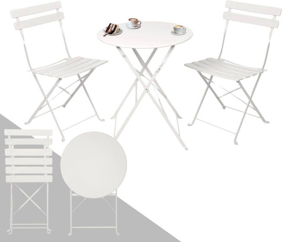 Albatros International Albatros Bistroset 3-Delig Zwart Bistrotafel met 2 Stoelen Inklapbare Stoelen en Tafel van Robuust Metaal ideaal als Balkonmeubelset of Tuinmeubels in een Modern Design