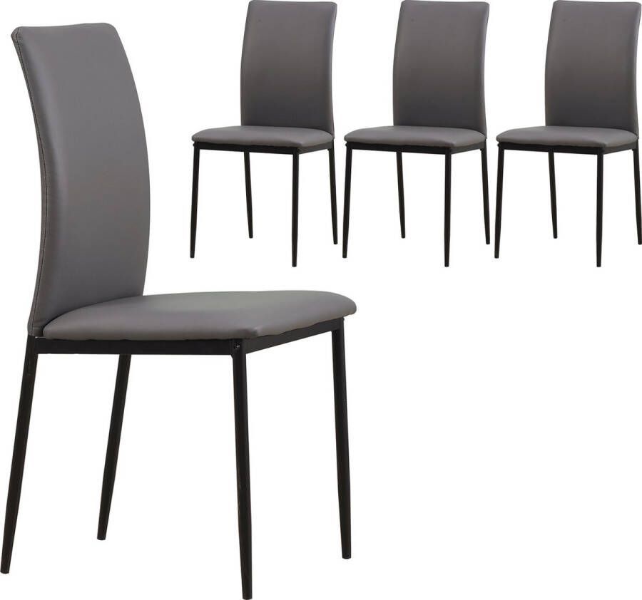 Albatros International Albatros Eetkamerstoelen Capri Set van 4 Classy Italiaans Ontwerp Kunstlederen Bekleding Comfortabele Gestoffeerde Stoel Moderne Keukenstoel Eetkamerstoel of Eettafelstoel