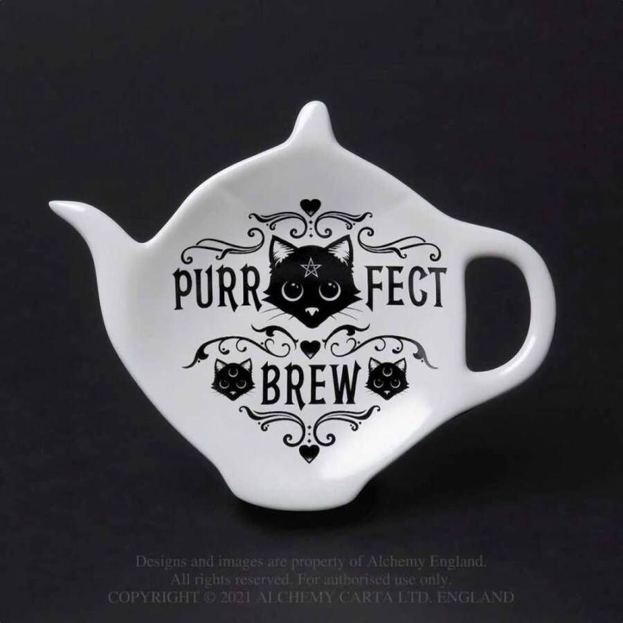 Alchemy Theelepel Theezak houder Purrfect Brew Wit Zwart