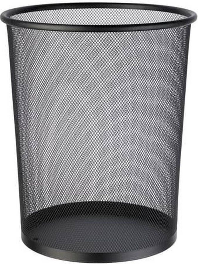 Alco Papierbak metaal zwart geperforeerd metaal taps-toelopend rond model inhoud 15 liter afmeting hoogte 35cm diameter 29 5 cm