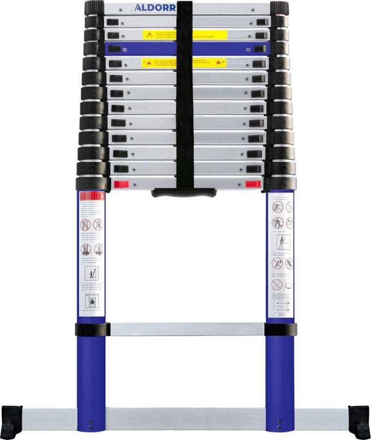 ALDORR Home Telescoopladder 3 80 meter met Stabilisatievoet en Soft closing