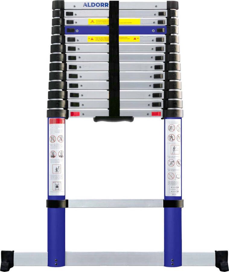 ALDORR Home Telescoopladder 4 40 meter met Stabilisatievoet en Soft closing