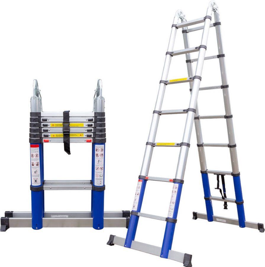 ALDORR Home Telescopische Vouwladder 2x7 2 20 meter Soft Close Aluminium