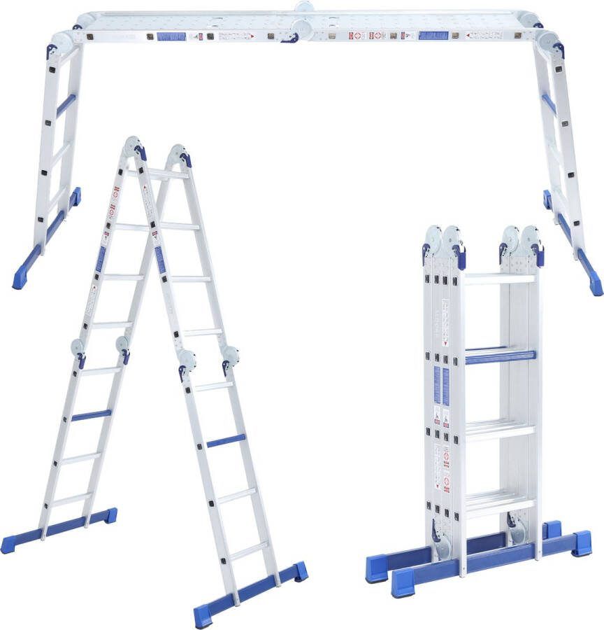 ALDORR Home Vouwladder Aluminium 4 x 4 treden met Platform 4 60 meter Stabilisatiebalk 120cm