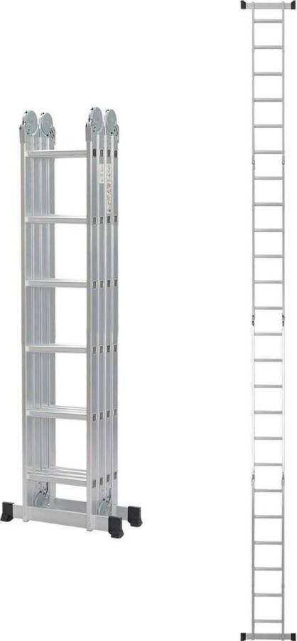 ALDORR Home Vouwladder Aluminium 4 x 6 treden zonder platform 6 90 meter Stabilisatiebalk 120cm