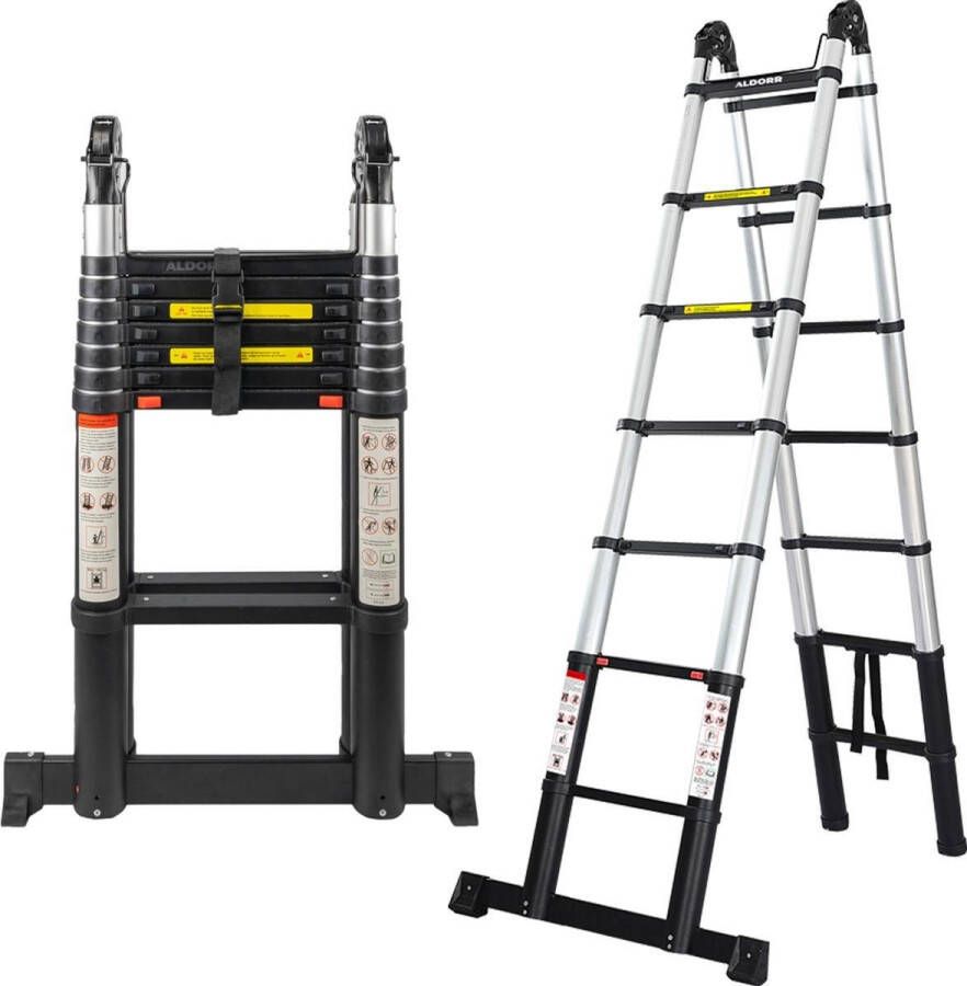 ALDORR Professional Telescopische Vouwladder 2x7 2 20 meter Soft Close Levenslang garantie