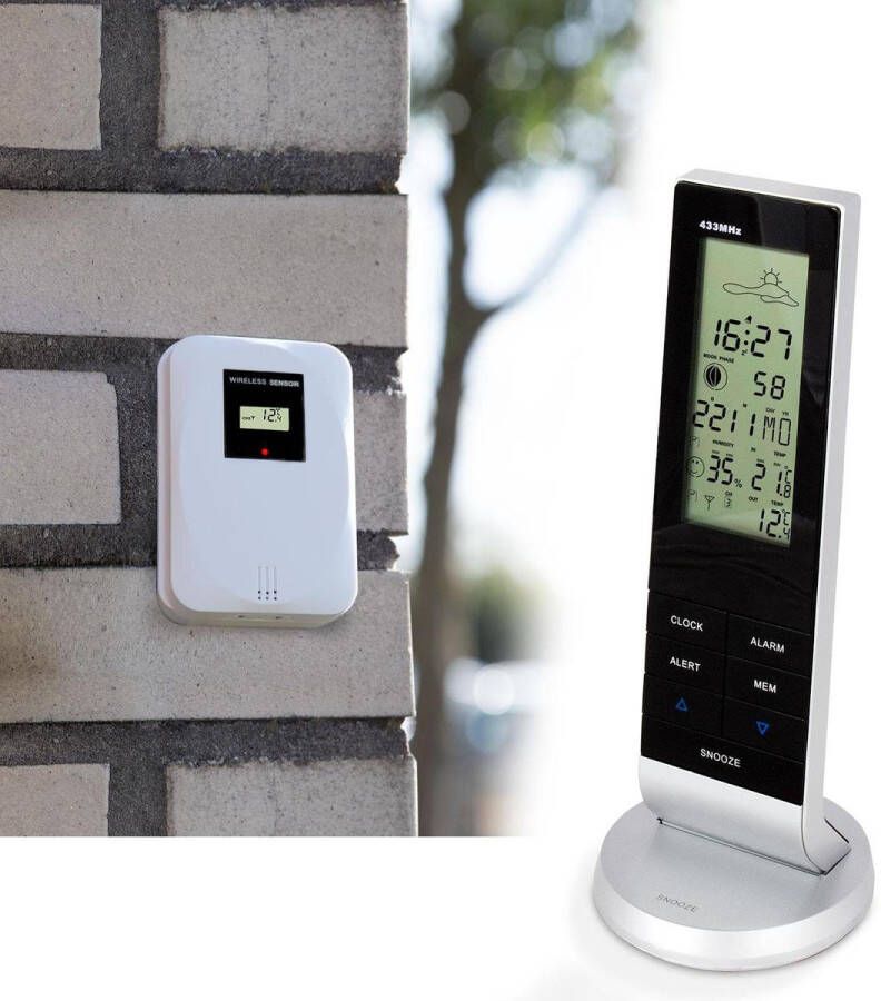 Alecto WS-1150 Weerstation Draadloze buitensensor en geanimeerde weersvoorspelling Zwart