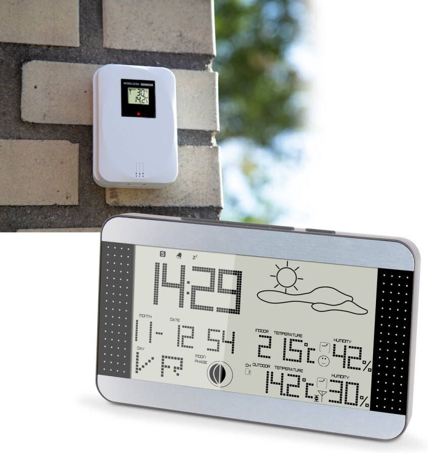 Alecto WS-1700 Weerstation Weerstation met groot display Meet binnen en buiten temperatuur